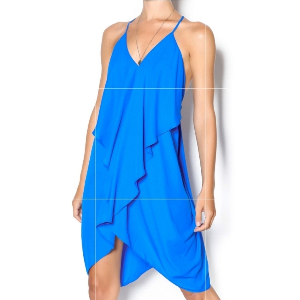 Olivia + James Ruffle Front Low Back Dress in Black